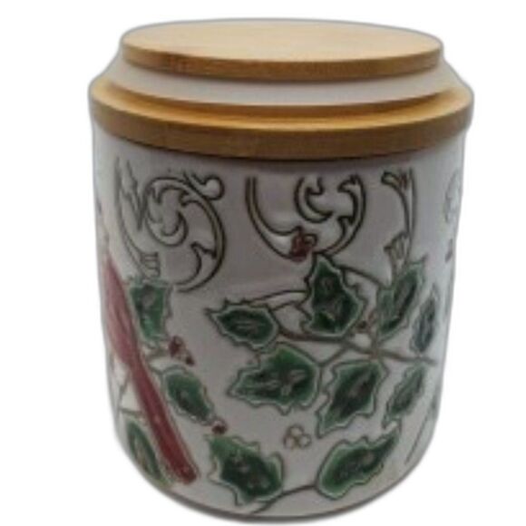 Spectrum Designz Christmas Goodie Jar Hand Painted with a Cardinal - Picture 3 of 6